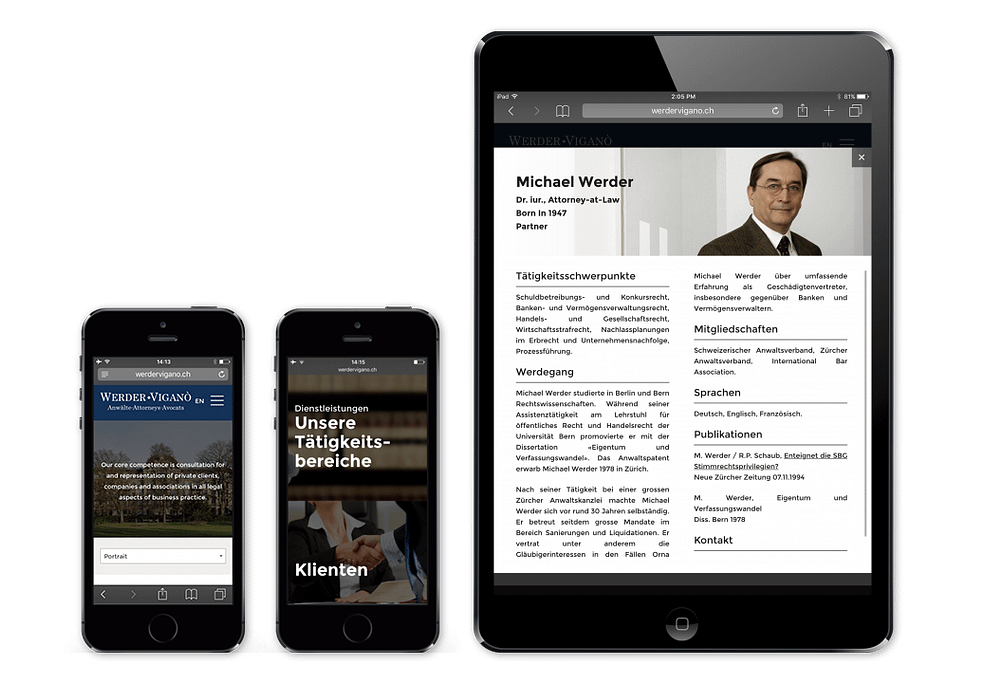 Responsive Website - WerderViganò Anwälte