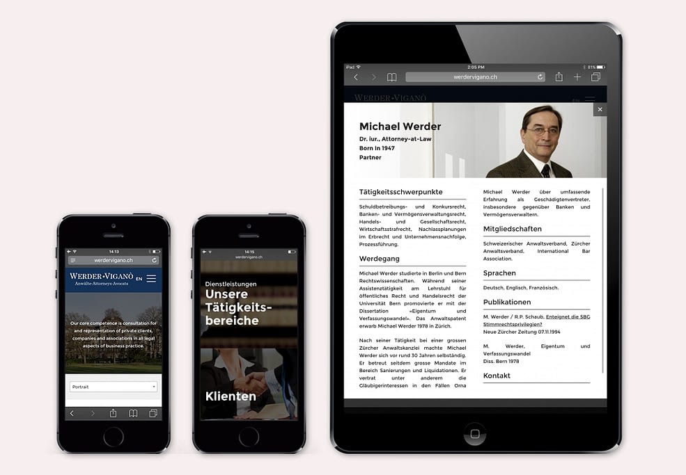Responsive Website - WerderViganò Anwälte